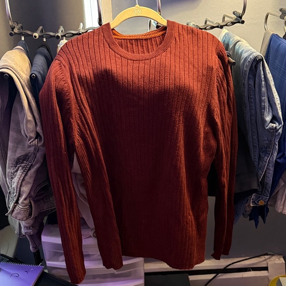 Men's Ribbed Crewneck Sweater - Deep Rust - Picture 1 of 1